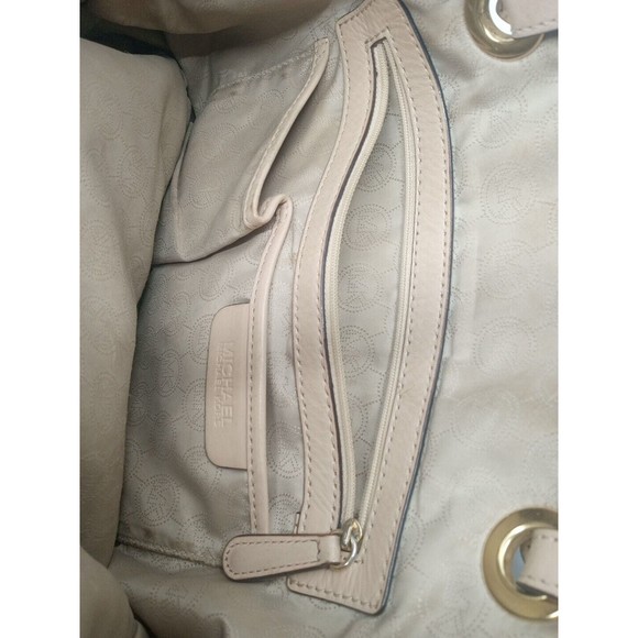 Michael Kors Jet Set MK Logo Brown Leather Tote Bag Purse - Picture 7 of 10